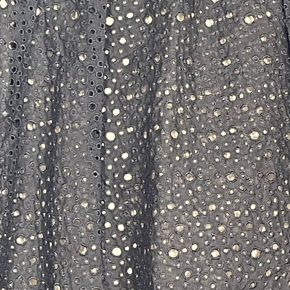 Lida Baday Black Eyelet Overlay Pleated Mini Skirt Size 4 Designer Quiet-Luxury - Picture 7 of 14